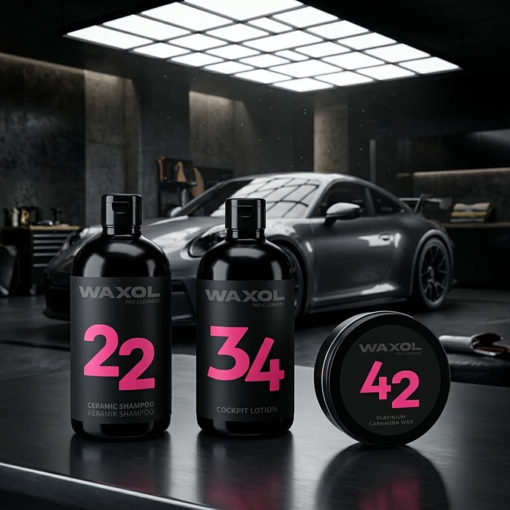 Waxol product range in a professional detailing workshop